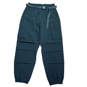 Halara NWT Black Nylon Blend Pull On Cargo Jogger Pants With Belt Size Medium